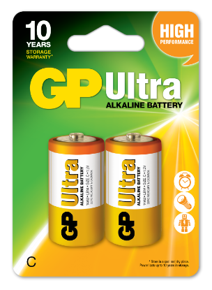GP LR14 Orta Boy Ultra Alkalin Pil 2'li Paket GP14AU-U2 C Boy resmi
