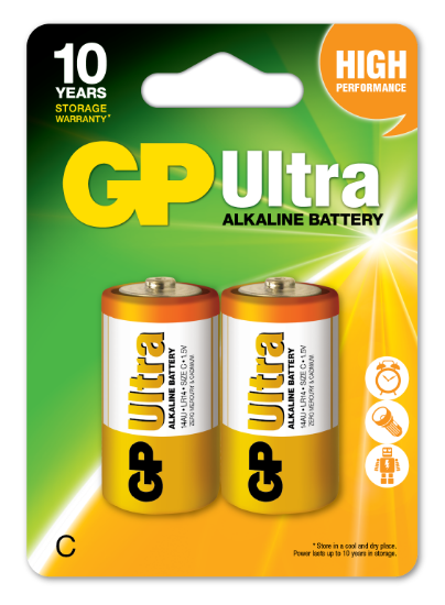 GP G-Tech LR14 Orta Boy Ultra Alkalin Pil 2'li Paket GP14AU-U2 C Boy resmi