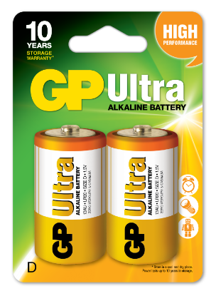 GP LR20 Büyük Boy Ultra Alkalin Pil 2'li Paket GP13AU-U2 D Boy resmi