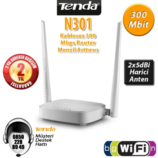 Tenda N301 300 Mbps 4 Port Router 2 Anten resmi