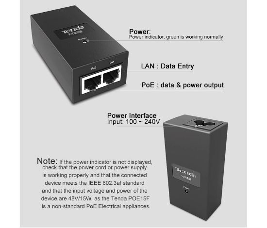 Tenda TL-POE15F 10/100 Mbps Poe Enjektör resmi