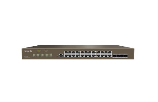 Tenda TEG5328F 24 Port 10/100/1000 Switch 4 Port SFP Yönetilebilir L2 Çelik Kasa Rack Mount resmi