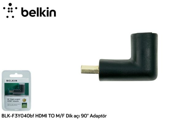 Belkin BLK-F3Y040BF Hdmı To m-f Dik açı 90" Adaptör Kablo resmi