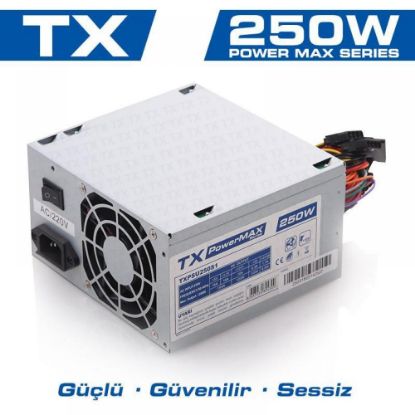 Tx TXPSU250S1 Powermax 250W 2Xsata, 2Xıde Bilgisayar Güç Kaynağı resmi