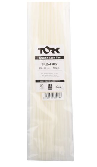 Tork TKB-430S 4.8-432 Beyaz Kablo Bağı 100lü Paket resmi