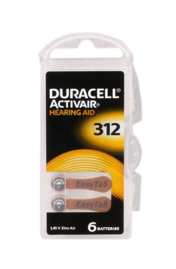 Duracell 312 Numara Düğme Kulaklık Pili İşitme Cihazı İçin 6'lı Paket resmi