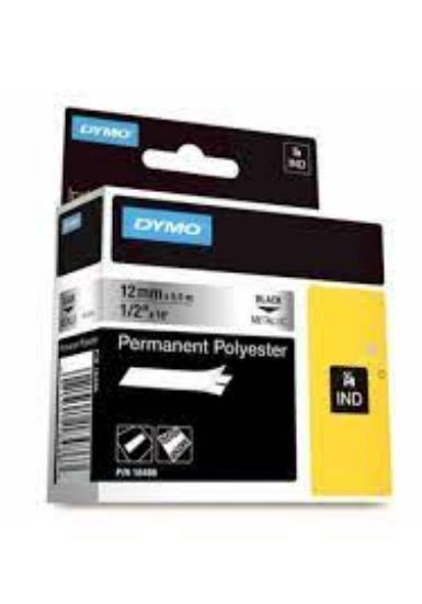 Dymo 18486 RhinoPRO SabitPolyester Şerit 12mmx5.5m MetalikGri/Siyah resmi