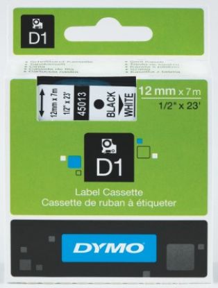 DYMO S0720530 D1 Yedek Şerit, 12 mm x 7 mt, Beyaz/ Siyah (45013) resmi