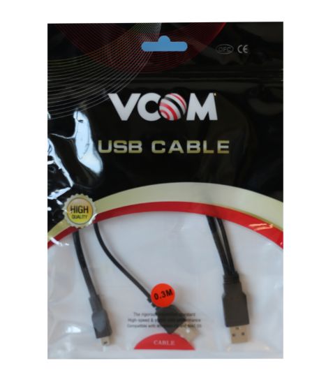 Vcom Usb 2.0 2-Mini Usb 5Pin Black 0.3M resmi