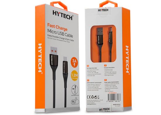 Hytech HY-X250 3A Micro Usb 1,2m Siyah Data + Sarj Kablosu resmi