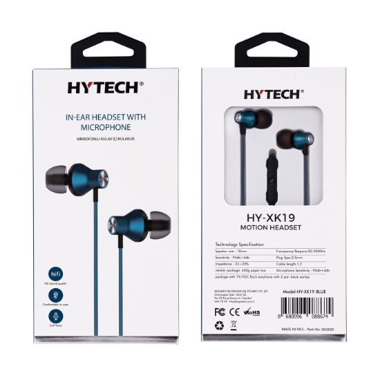 Hytech Hy-XK19 Mavi Telefon Uyumlu Kulak İçi Mikronlu Kulaklık resmi
