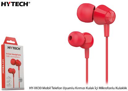 Hytech HY-XK30 Mobil Telefon Uyumlu Kırmızı Kulak İçi Mikrofonlu Kulaklık resmi