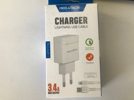 Megatech CC-03 (MT-Cl34) 3.4A Lightning Usb Kablo + Ev Şarj Adaptörü Hızlı Şarj resmi
