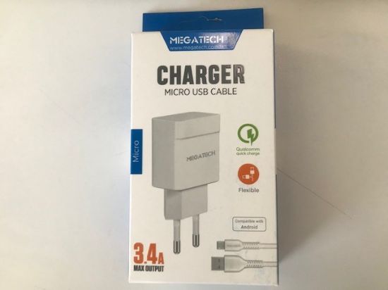 Megatech MT-CM34  3.4A Micro Usb Kablo+ Ev Şarj Adaptörü Hızlı Şarj resmi