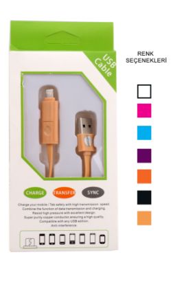 Megatech Micro + Iphone 5/6/7 ÇiftTaraflı Usb Kablo resmi
