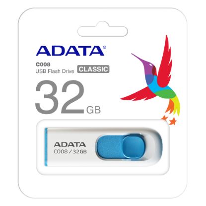 Adata C008/32GB 32GB USB2.0 Classic (White + Blue) Flash Bellek resmi