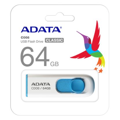 Adata C008/64GB 64GB USB2.0 Classic (White + Blue) Flash Bellek resmi
