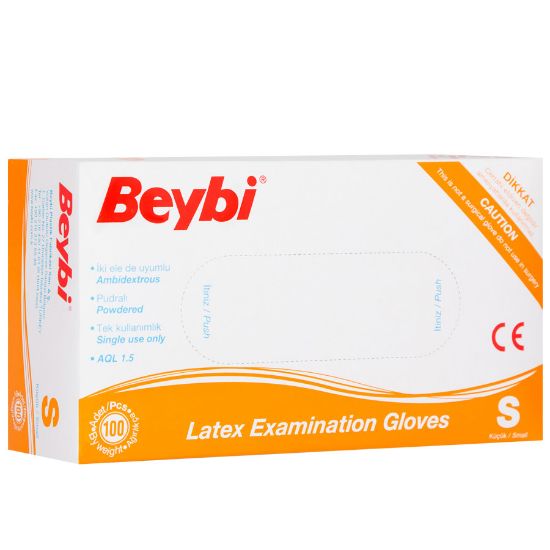 Beybi Lateks Pudralı (S) Small Beden Muayene Eldiven 100lü Paket resmi