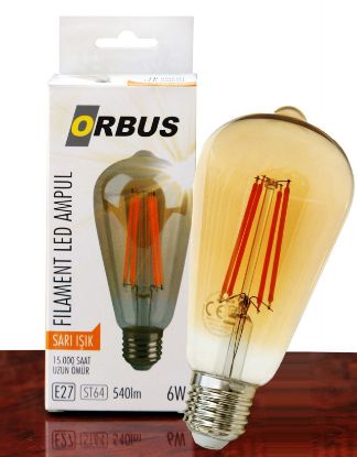 Orbus Orb-St6w 6w Sarı Işık E27 A60 540lm 15.000 Saat Fılamnet Led Ampul resmi