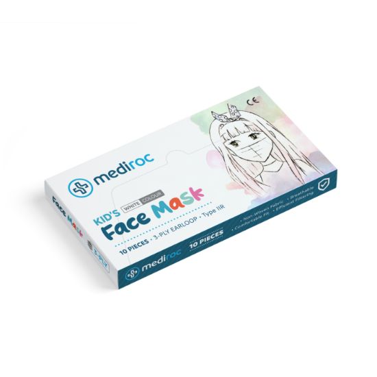 Mediroc (Wexta) (Kız-Erkek) Beyaz STL3PLY Melt Blown Koruyucu Çocuk  Maskesi 10lu resmi