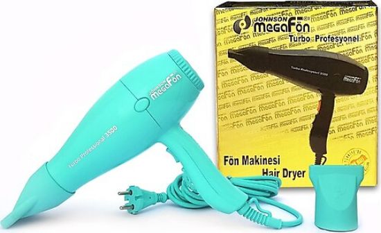 Johnson Megafön Turkuaz 3500 Profesyonel Turbo 2400 W Saç Kurutma Makinesi  resmi