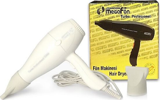 Johnson Megafön Beyaz 3500 Profesyonel Turbo 2400 W Saç Kurutma Makinesi  resmi