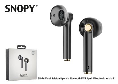 Snopy SN-F6 Siyah Mobil Telefon Uyumlu Bluetooth TWS Mikrofonlu Kulaklık resmi