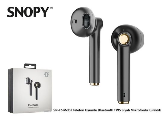 Snopy SN-F6 Siyah Mobil Telefon Uyumlu Bluetooth TWS Mikrofonlu Kulaklık resmi
