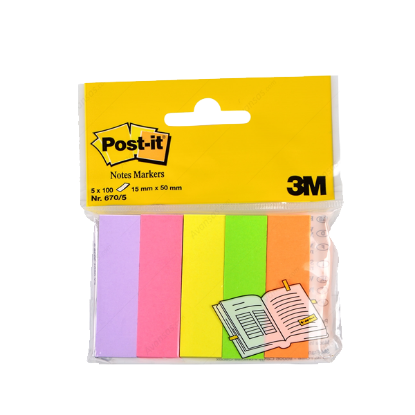 Post-it İndeks 100 YP 15x50 Fosforlu 5 Renk 670-5 resmi