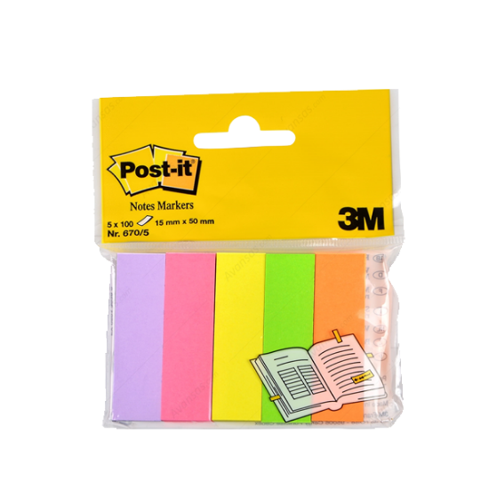 Post-it İndeks 100 YP 15x50 Fosforlu 5 Renk 670-5 resmi