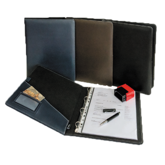 2K Sunum Klasörü 4 Halkalı Suni Deri A4 Lacivert 503L resmi