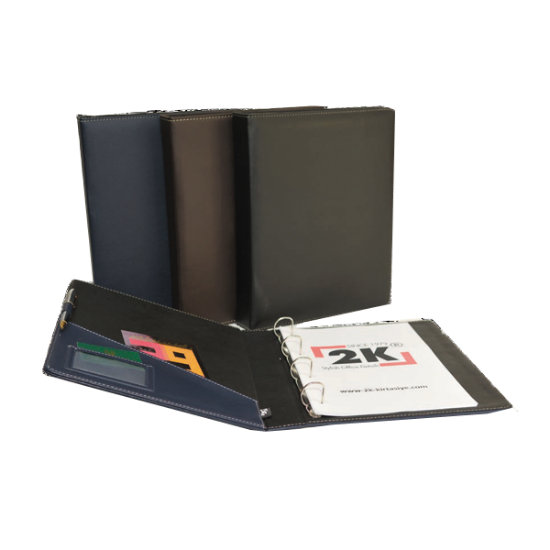 2K Sunum Klasörü 4 Halkalı Suni Deri 40 MM Lacivert 533L resmi