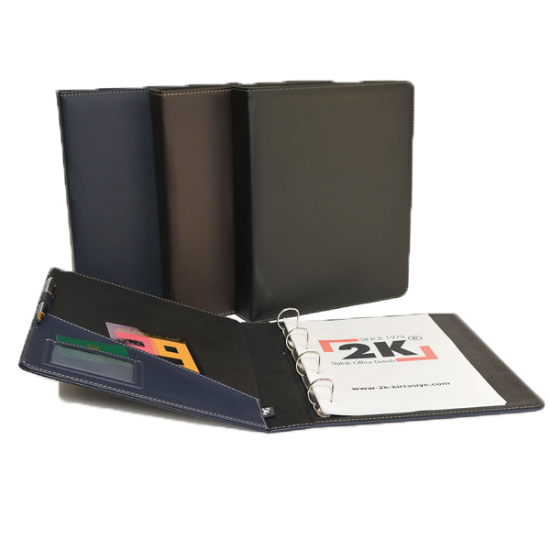 2K Sunum Klasörü 4 Halkalı Suni Deri 40 MM Siyah A5 A533S resmi