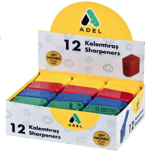 Adel Kalemtıraş Çift Bıçaklı Hazneli 4 Renk 426 0607 001 (12 Adet) resmi