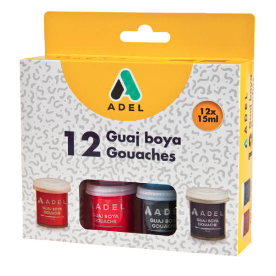 Adel Guaj Boya Karton Kutu Şişe 15 ML 12 Renk 234 0612 101 resmi
