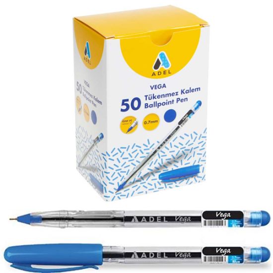 Adel Tükenmez Kalem Vega Mavi 50 Li 221 0130 101 (50 Adet) resmi