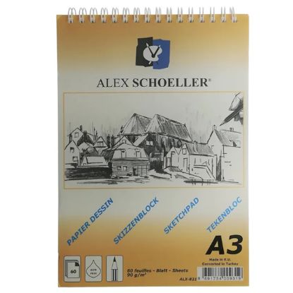 Alex Schoeller Aydınger Bloknot Eskiz Spiralli 60 YP A3 90 GR ALX-822 resmi