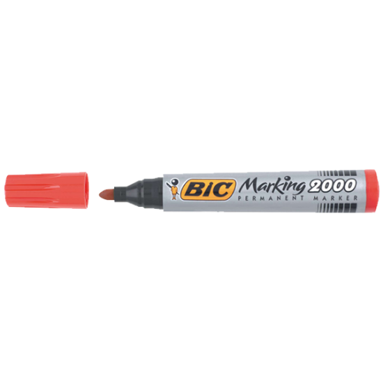 Bic Markör Permanent 1.7 MM Yuvarlak Uçlu Kırmızı 2000 03 (12 Adet) resmi