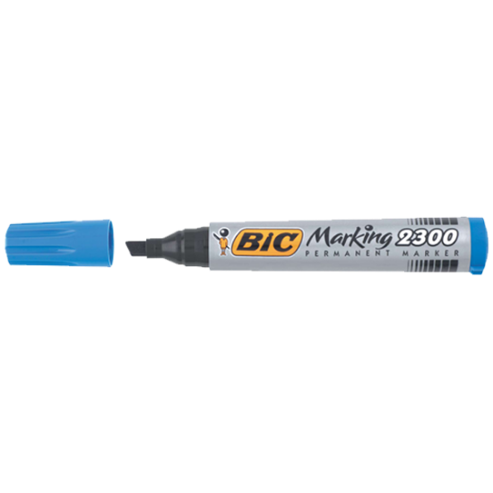 Bic Markör Permanent Kesik Uçlu Mavi 2300 06 (12 Adet) resmi
