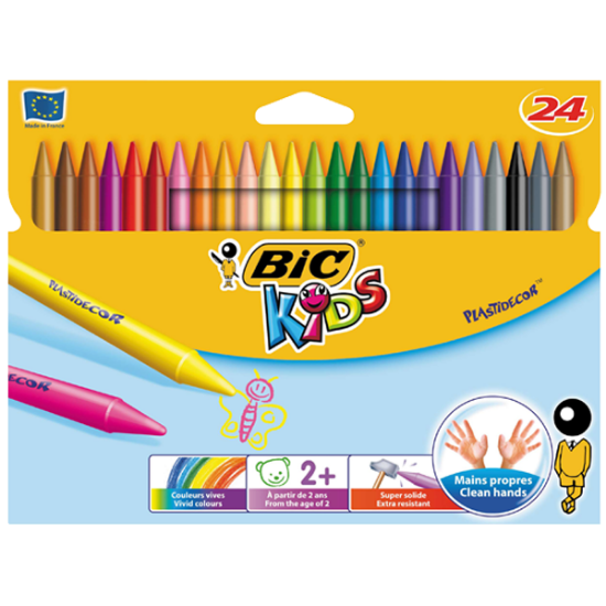 Bic Pastel Boya Plastidecor Karton Kutu Yuvarlak 24 Renk 829772 resmi