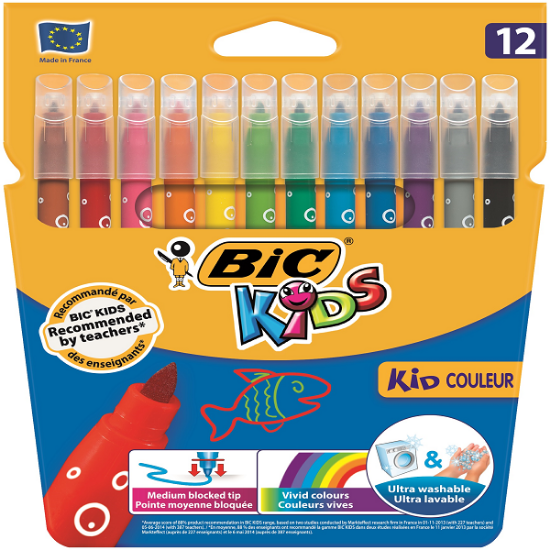Bic Keçeli Boya Kalemi Kids Couleur Yıkanabilir 12 Renk 920293 resmi