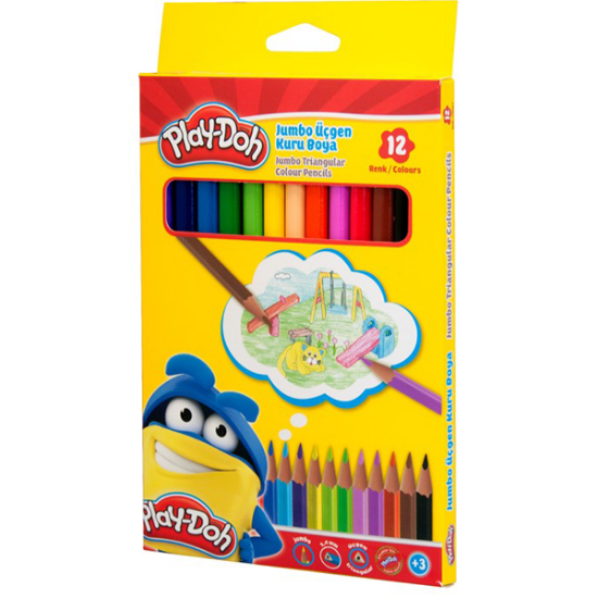 Play-Doh Kuru Boya Jumbo Üçgen 12 Renk PLAY-KU008 resmi
