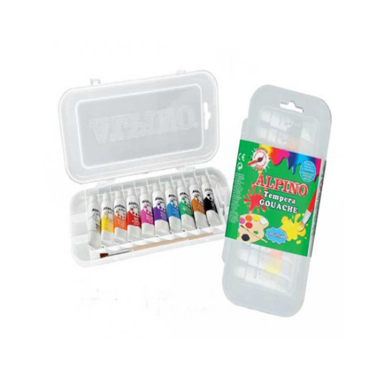 Alpino Guaj Boya Plastik Kutu Tüp 7.5 ML 10 Renk AQ000004 resmi