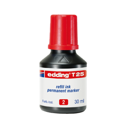 Edding Markör Mürekkebi Permanent Damlalıklı 30 ML Kırmızı T25 (10 Adet) resmi