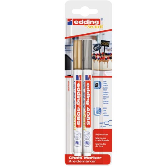 Edding Cam Kalemi 1-2 MM 2 Lİ Blister Altın & Gümüş 4085 resmi