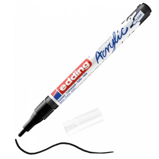Edding Markör Akrilik İnce Uçlu 1-2 MM Siyah 901 5300 (10 Adet) resmi