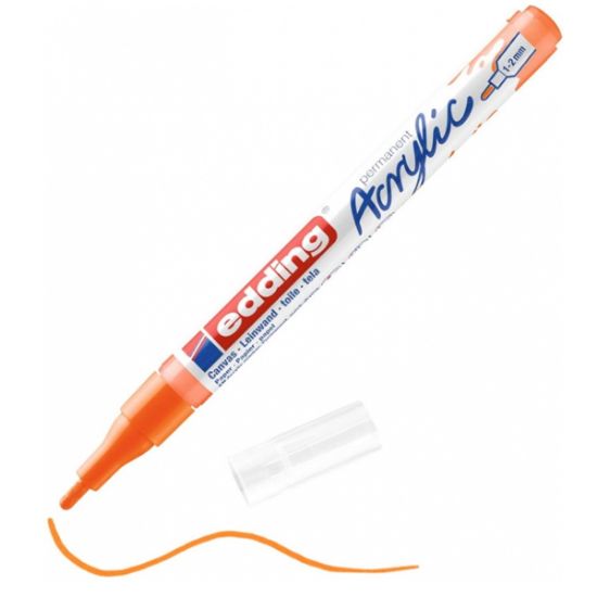 Edding Markör Akrilik İnce Uçlu 1-2 MM Fosforlu Turuncu 066 5300 (10 Adet) resmi