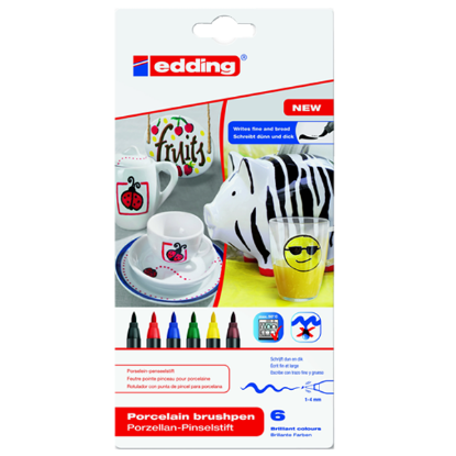 Edding Porselen Kalemi Fırça Uçlu 1-4 MM 6 LI 4200 resmi