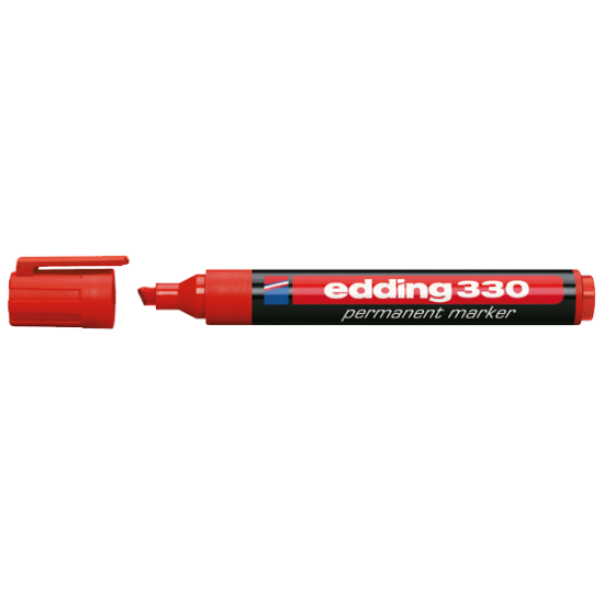 Edding Markör Permanent Kesik Uçlu 1-5 MM Kırmızı 330 (10 Adet) resmi
