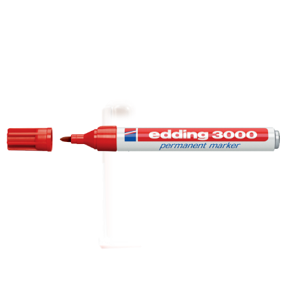 Edding Markör Permanent Yuvarlak Uçlu 1.5-3 MM Kırmızı 3000 (10 Adet) resmi